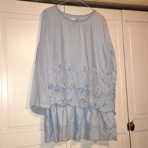 Pale blue embroidered tunic dress BNWT